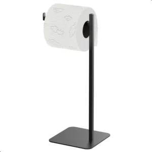Porta Papel Higiênico Chão MetalCromo Nice Preto Fosco Anti Ferrugem