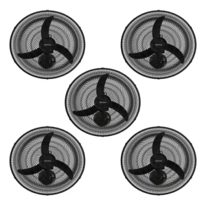 Ventilador Parede Industrial Silencioso 50cm Kit 05 Ventisol Estrutura Preto Pás Preto Material Das Pás Plástico Quantidade De Pás 3