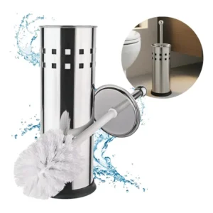 Escova Sanitária Aço Inox Base Emborrachada Limpeza Banheiro Prateado