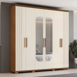 Guarda-roupa Henn Ávila Casal 6 Portas 4 Gavetas Espelho Branco