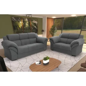 Conjunto Sofá Windsor Velut Cinza 3 E 2 Lugares 2,04m/1,59m