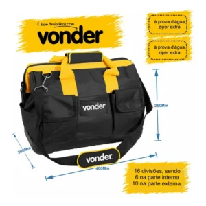 Bolsa Em Lona Para Ferramentas 15 Pol Bl-070 Vonder cor Preto/Amarelo