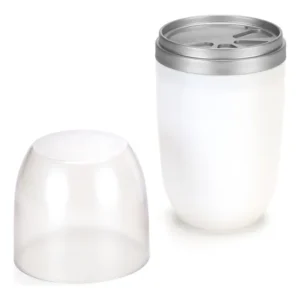 Porta Escova Pasta Tampa Copo Banheiro 500ml Branco/ Cromado