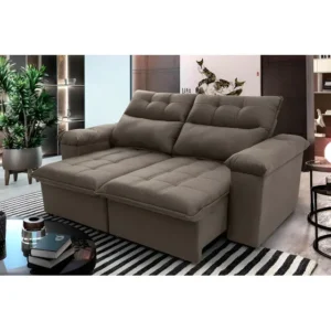 Sofá Retrátil Reclinável Verona 1,50m Suede Velut Tabaco Molas no Assento - King House Marrom