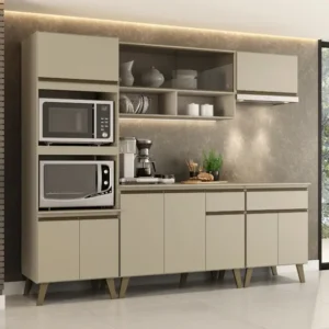 Armário De Cozinha Completa Atlanta Prime Carraro Amêndoa