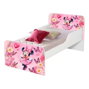 Mini Cama Infantil Meninas 100% Mdf + Colchão Ortobom Branco Minnie Rosa
