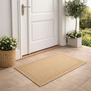 Tapete Capacho Entrada Vinil 40cm X 60cm Bege Antiderrapante