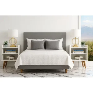 Criado Duplo Branco Minimalista Com Nicho Mesa De Cabeceira Mdp Branco