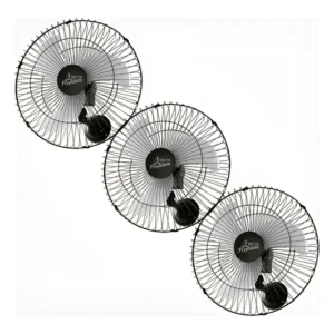 Kit 3 Ventiladores Parede 60cm Premium Preto 170w Ventidelta 60 Cm Preto 127/220v Natural Plástico 3