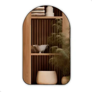 Espelho Decorativo Sala Hall Quarto Em Couro 44x64cm Capela Moldura Preto