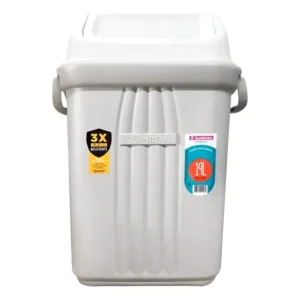 Lixeira Tampa Basculante De Chão Piso 19l Sanremo Cor Bege Branco