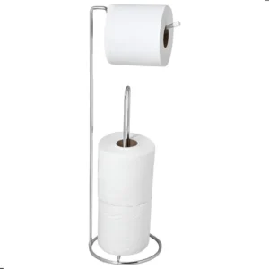 Suporte Para Papel Higiênico De Chão MetalCromo Aço Cromado Prateado