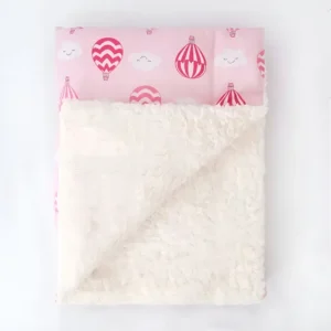 Manta Sherpa De Bebê Estampada Balão Rosa Inverno Saida Maternidade Infantil Menino Menina Casa Laura Enxovais