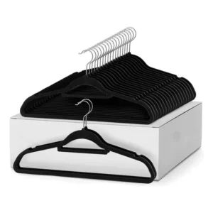 Cabide De Veludo Slin Antideslizante Adulto Kit 50un Atacado Preto