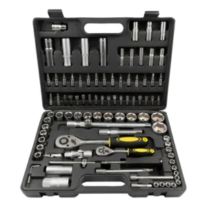 Jogo Kit De Soquetes 1/2 E 1/4 94 Peças Com Maleta E Catraca