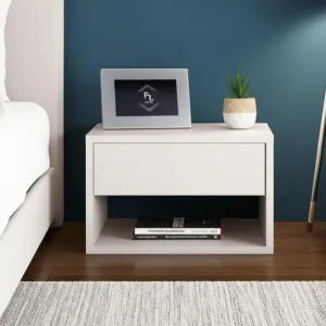 Mesa Cabeceira Suspensa MDF 40cm Branca Gaveta Superior E Nicho Enviada Montada Fl Decor