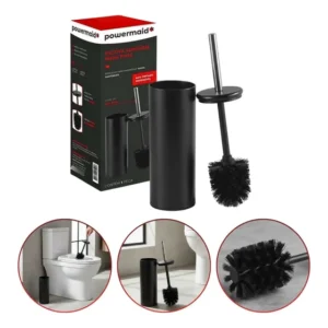 Escova Vaso Sanitário Banheiro Cabo Inox Suporte Matte Preto Preto