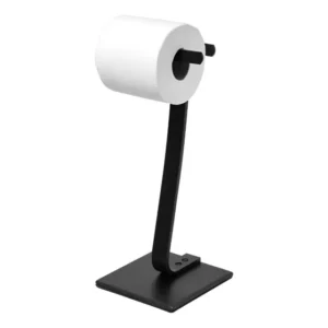Porta Papel Higiênico de Chão MetalCromo Balli Preto Fosco Alumínio 1 Rolo