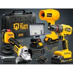 Kit 4 Ferramentas Furadeira Esmerilhadeira Soprador Refletor