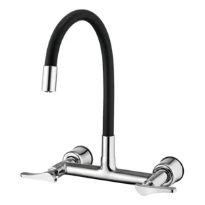 Lorenzetti 1258 torneira de cozinha duplo comando Loren Flex preto e cromo