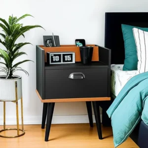 Mesa De Cabeceira Quarto Retrô Pés Milena com Gaveta