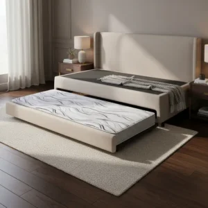 Bicama Box Viúva Linho Bege 120x203 E Colchão Auxiliar