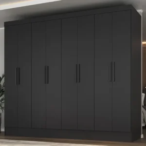 Guarda Roupa Casal 100% Mdf 8 Portas 4 Gavetas Jatobá Preto