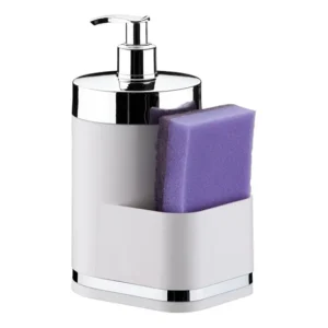 Dispenser Porta Detergente Organizador De Pia Branco Cromado