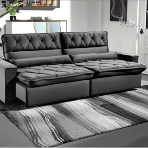 Sofá Retrátil Reclinável Dakar 2,30m Suede Velut Cinza C/ Molas no Assento - King house