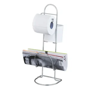 Porta Papel Higienico Com Revisteiro Suporte 2 Rolos Cromado