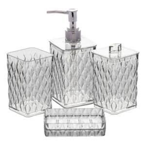Kit Lavabo Glamour 4 Peças Luxo Utensilios Plasutil Banheiro