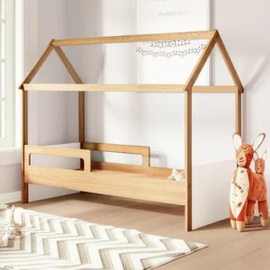 Completa Móveis CCM010BCRS cama infantil montessoriana 2 alturas estilo casinha 201cm cor aveiro oak com branco