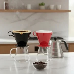 Kit Sanremo: Suporte De Filtro Café 102 Preto + Suporte Filtro Vermelho 102 De Plástico Resistente