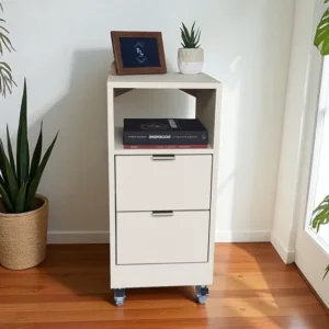 Mesa De Cabeceira Off White 2 Gavetas 1 Nicho 66cm Fl Decor