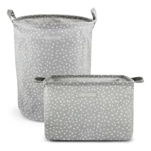 Conjunto De Cesto Para Roupa/brinquedo E Cesto Organizador Cor Cinza / Bolinha