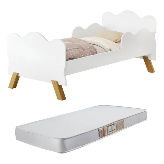 Cama Infantil Ceci Decor Angel com Colchão MDF Branco Proteção