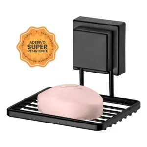 Saboneteira Fixação Adesivo super resistente para banheiro Future Aço preto fosco