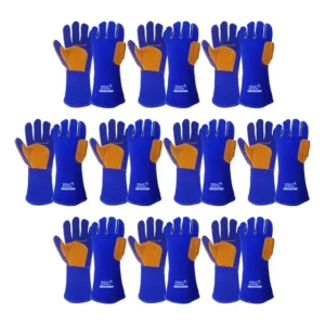 Kit 10 Luva Soldador Weld Smart Solda Reforçada Térmica Volk Azul