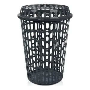 Cesto De Roupas Lavanderia Banheiro 60l Telado Tampa Preto Telado Roupas