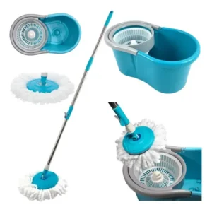 Balde Mop Esfregão Centrifuga 360º C/ Cesto Limpeza Geral Azul-turquesa