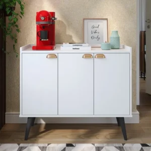 Aparador Buffet Retrô 3 Portas Branco RPM Móveis Sala Jantar