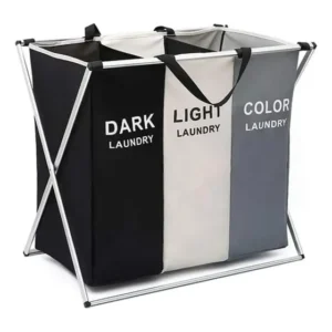 Recipiente Cesto Para Roupas Suja Multiuso 3 Compartimentos Multicolorido Lisa