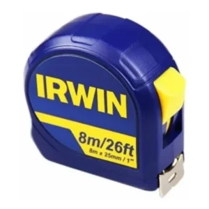 Trena Métrica Irwin 8mx25mm, Botão de Trava, Fita de Aço, Profissional Standard