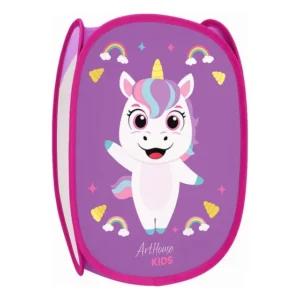 Cesto Roupas Organizador Brinquedo Estampa Colorida Infantil Roxo Unicórnio