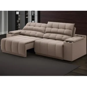 Sofá Com Usb Retrátil E Reclinável Samurai 2,50m Cor Marrom