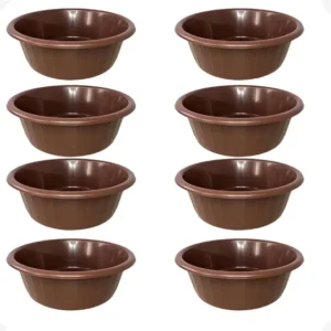 Kit 8 Balde Bacia Frisada S/ Alça Multiuso De Plástico 15 L