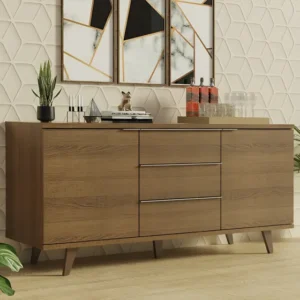 Buffet Aparador Madesa 160cm MDP 3 Gavetas 2 Portas Cor Rustic