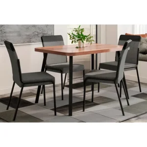 Conjunto: Mesa De Cozinha Stellar 1598 Aço C/ Tampo Madeirad - Ciano