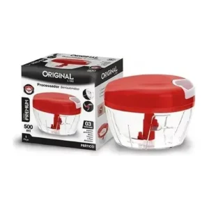Mini Processador Relet Alimentos 500ml Vermelho 3 Lâminas Manual