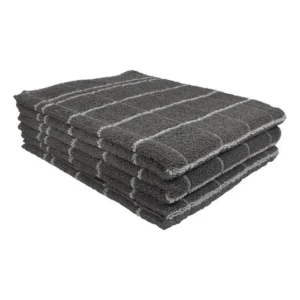 Kit 4 Pano De Cozinha Prato Copa Atoalhado Teka Chef Cinza Cinza Listras